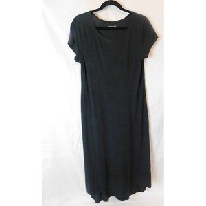 Eileen Fisher Organic Hemp Cotton Maxi Dress Gray Drop Back Hem Small
